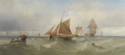 Lot 798 - Henry Redmore (1820-1887) Figures in fishing boats off the Yorkshire coastline Signed and...