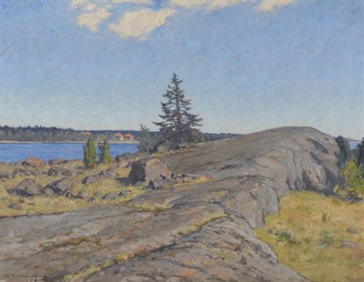 Lot 809 - Gottfried Kallstenius (1861-1943) Swedish Sunlit landscape Signed and dated (19)37, inscribed...