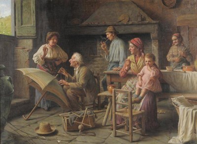 Lot 811 - Attributed to Giovanni Sanrucci (1828-1897) Italian  "The Umbrella Repairer " Signed, inscribed...