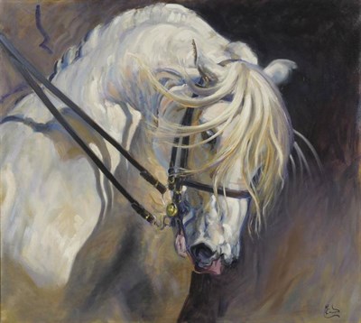 Lot 824 - Malcolm Coward (b.1948)  "The Andalusian " Signed, oil on canvas, 91cm by 102cm  Malcolm Coward...