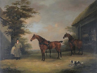 Lot 831 - Dean Wolstenholme Snr (1757-1837)  "Mr Thomas Cole's Carriage Horses " Inscribed on a plaque,...