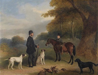 Lot 843 - Claude Lorraine Ferneley (1822-1892)  "Mr Bickley and his Dogs " Initialled, inscribed on a plaque