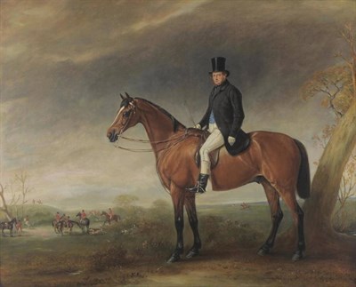 Lot 849 - John E. Ferneley Snr (1782-1860)  "Mr Collins, June 1850 ", on a hunter with huntsmen and hounds in