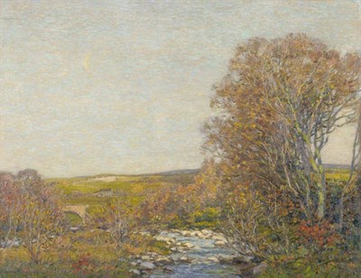 Lot 864 - George Graham RSW, RI, ROI (resigned), RBA (1881-1949) Dales river landscape at twilight Signed and