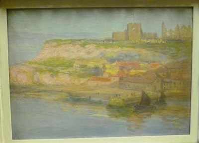 Lot 870 - Attributed to Harold Edward Conway (b.1872)  "Whitby - Dawn Light " Inscribed verso, oil on canvas