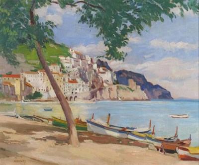 Lot 871 - Philip Naviasky (1894-1983)  "Almalfi Coast " Signed, oil on canvas, 51cm by 61.5cm