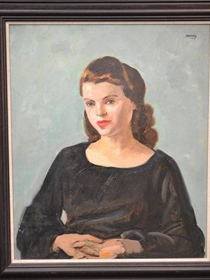 Lot 872 - Philip Naviasky (1894-1983) Portrait of a young girl, seated, wearing a black blouse Signed, oil on