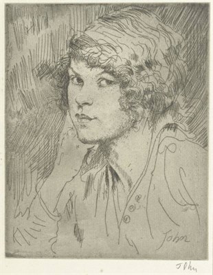 Lot 887 - Augustus Edwin John RA, PRP, RCamA, NEAC, LG (1878-1961)  "A Girl's Head - E " Signed in...