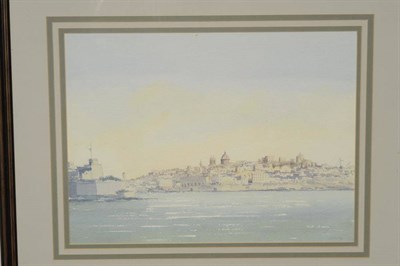 Lot 901 - Geoffrey W. Birks YWS (1929-1993) View off the Maltese coast Signed, inscribed verso, pencil...