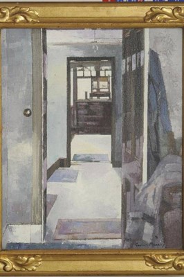 Lot 904 - Graham Murray (d.1983) Interior scene, looking through a doorway  Signed, oil on canvas, 51cm...