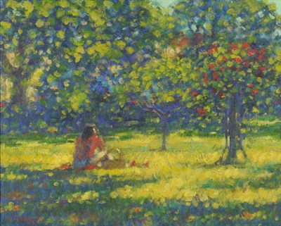 Lot 908 - John Mackie (b.1955)  "A Rest in the Park, Montpelier " Signed and dated (19)96, inscribed...