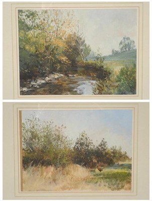 Lot 916 - David Green NS (b.1935)  "Autumn on the Wharfe ";  "Autumn Morning " Both inscribed and dated...