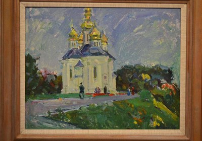 Lot 918 - Grigoryi Shishko (20th century) Russian  "Windy Day " Signed and dated (19)70, inscribed verso, oil