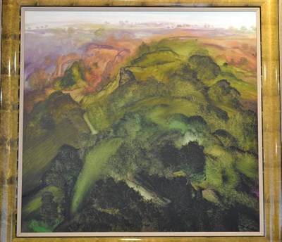 Lot 919 - Christopher P. Wood (b.1962) Wooded valley landscape Initialled and dated 1998, oil on canvas,...