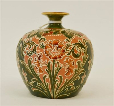 Lot 934 - A William Moorcroft Macintyre Florian Ware Cornflower Vase, circa 1900, in shades of salmon and...