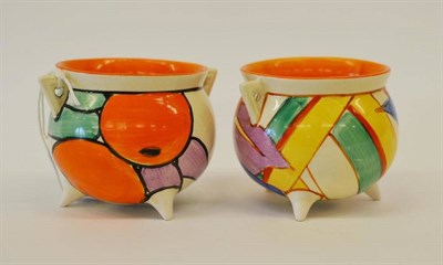 Lot 1000 - A Clarice Cliff Fantasque Bizarre Berries Cauldron, painted in blue, orange, red, green, yellow and