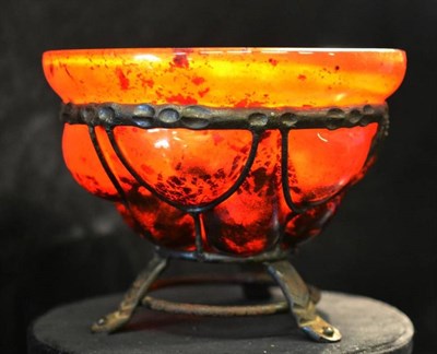 Lot 1007 - Daum Nancy and Louis Majorelle (1859-1926) Bowl, circa 1920, red cased glass with foil...