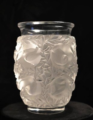 Lot 1010 - A Lalique  "Bagatelle " Clear and Frosted Glass Vase, model No.10-936, moulded with birds and...