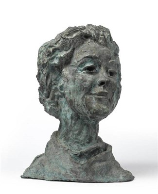 Lot 1014 - Hugh Oloff de Wet (1912-1975):  "Kitty " A Bronze Bust, naturalistically modelled, 41cm