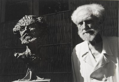 Lot 1015 - Hugh Oloff de Wet (1912-1975):  "Ezra Pound " A Plaster Bust, naturalistically modelled, signed...