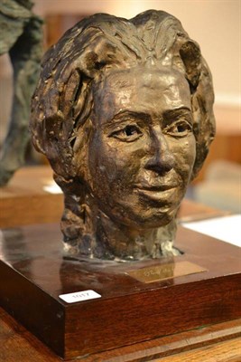 Lot 1017 - Hugh Oloff de Wet (1912-1975):  "Princess Anne " A Patinated Plaster Bust, naturalistically...