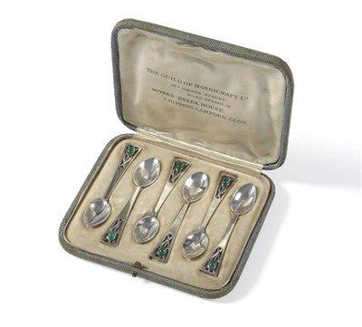 Lot 1027 - Guild of Handicrafts: A Set of Six Coffee Spoons, maker's mark G of H Ltd, London 1903, with...