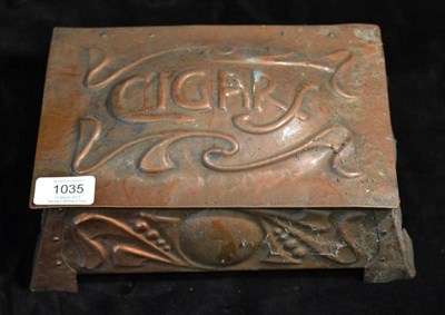 Lot 1035 - Attributed to J & F Pool of Hayle: A Rectangular Copper Cigar Box, the hinged domed cover...