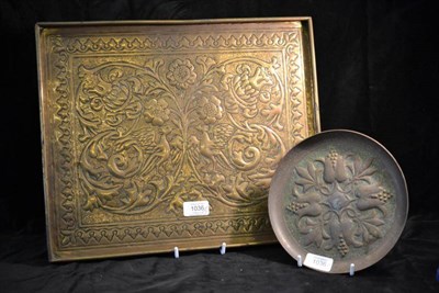 Lot 1036 - A Keswick School of Industrial Arts Copper Rectangular Tray, repousse decorated with two phoenix in