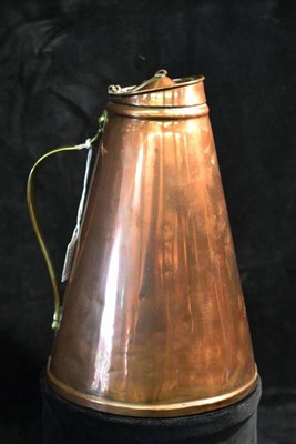 Lot 1039 - A W.A.S Benson Copper and Brass Jacketed Jug, with enamel liner, of tapering form, stamped...