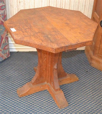 Lot 1054 - A Robert  "Mouseman " Thompson Oak Octagonal Coffee Table, on a cruciform base, with carved...