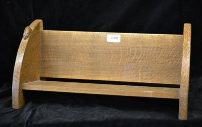 Lot 1068 - A Robert  "Mouseman " Thompson Oak Book Trough, with carved mouse signature, 45.5cm long