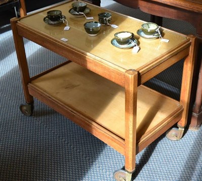 Lot 1098 - An Arts & Crafts Oak Trolley, designed by S Gibbons, with two tiers and plate glass top, on...