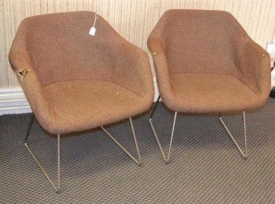 Lot 1129 - Robin Day (1923-2000) for Hille: Eight Polyproplene Armchairs, brown textured shell with...