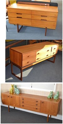 Lot 1131 - A 1960's/70's Teak Sideboard, by Avalon, the rectangular top above a configuration of an end...