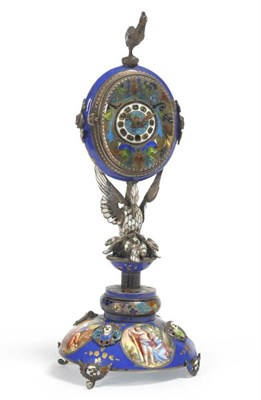 Lot 1138 - A Viennese Enamel Timepiece, circa 1820, oval top, classical scene to the back of a lady in...