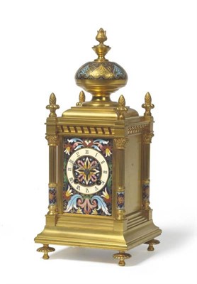 Lot 1144 - An Ormolu and Champleve Enamel Striking Mantel Clock, circa 1880, with multi-coloured floral...