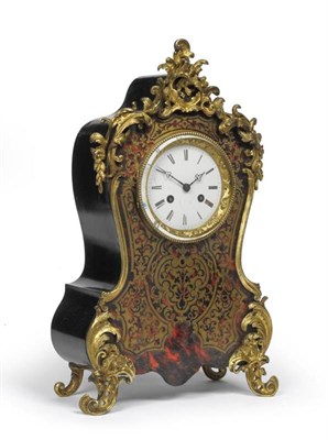 Lot 1148 - A Tortoiseshell and Brass Inlaid Striking Mantel Clock, circa 1880, applied gilt metal scroll...