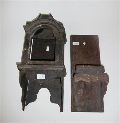 Lot 1170 - A Late 18th Century Hooded Oak Wall Clock Case, with slide-off hood, pagoda shaped top, shaped...