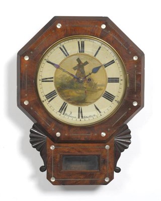 Lot 1175 - A Rosewood Automata Windmill Drop Dial Wall Timepiece, Schwerer Sheffield, circa 1850, case...