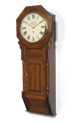 Lot 1178 - A Mahogany Drop Dial Passing Strike Wall Timepiece, Farrer, Pontefract, octagonal shaped top...