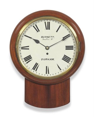 Lot 1179 - A Mahogany Drop Dial Wall Timepiece, Burnett, Sadler St, Durham, circa 1860, with side and...