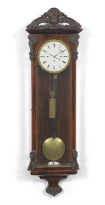 Lot 1183 - A Vienna Grande Sonnerie Wall Clock, circa 1820, rosewood veneered case with carved cresting, front