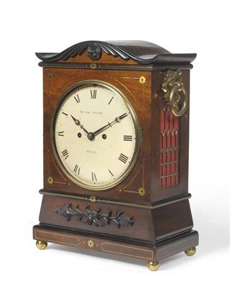 Lot 1191 - A Mahogany Striking Table Clock, signed Bethel Jacobs, Hull, circa 1830, arched top case with...