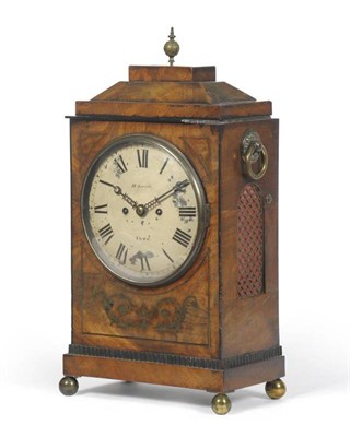 Lot 1193 - A Regency Mahogany Striking Table Clock, H Smith, York,  with chamfered top, side sound frets...