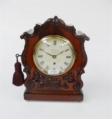 Lot 1194 - A Mahogany Bracket Timepiece, Smith, London, circa 1830, with applied scroll mounts, 5-inch painted