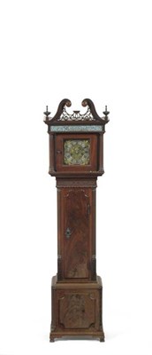 Lot 1207 - A Small Mahogany Longcase Clock, swan neck pediment, wavy shaped trunk door with side...