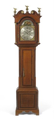 Lot 1212 - An Oak and Mahogany Eight Day Longcase Clock, swan neck pediment, trunk with barber pole...