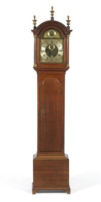 Lot 1214 - An Oak Eight Day Longcase Clock, signed Wm Stumbels, Totnes, arched pediment, side viewing windows