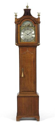 Lot 1215 - An Oak Eight Day Longcase Clock, pagoda pediment, arched trunk door, mahogany crossbanded...