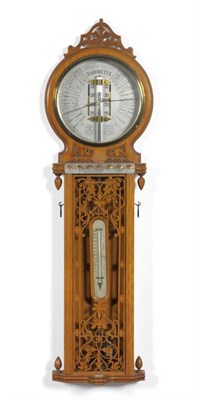 Lot 1226 - An Oak American Forecast Barometer, signed Joseph Davis & Co, 6 Kennington Park Road, London, circa